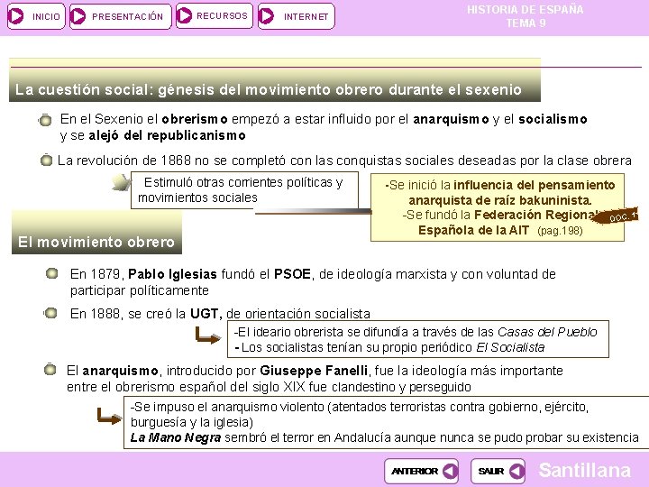 INICIO PRESENTACIÓN RECURSOS INTERNET HISTORIA DE ESPAÑA TEMA 9 La cuestión social: génesis del INICIO PRESENTACIÓN RECURSOS INTERNET HISTORIA DE ESPAÑA TEMA 9 La cuestión social: génesis del