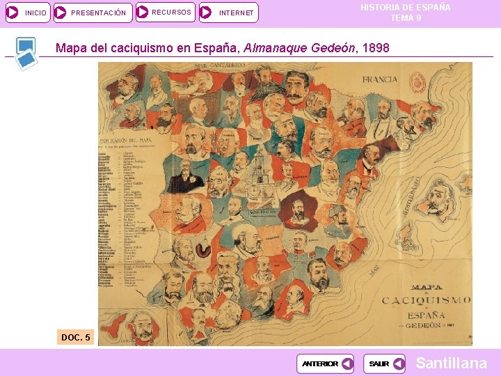 INICIO PRESENTACIÓN RECURSOS INTERNET HISTORIA DE ESPAÑA TEMA 9 Mapa del caciquismo en España, INICIO PRESENTACIÓN RECURSOS INTERNET HISTORIA DE ESPAÑA TEMA 9 Mapa del caciquismo en España,