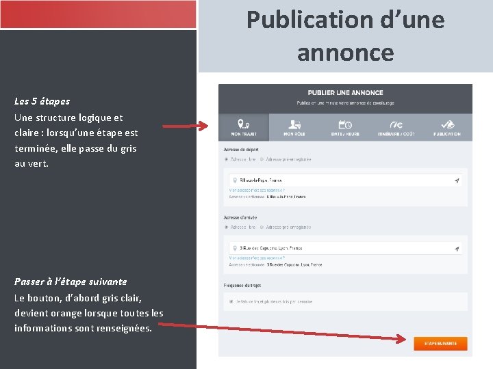 Publication d’une annonce Les 5 étapes Une structure logique et claire : lorsqu’une étape Publication d’une annonce Les 5 étapes Une structure logique et claire : lorsqu’une étape