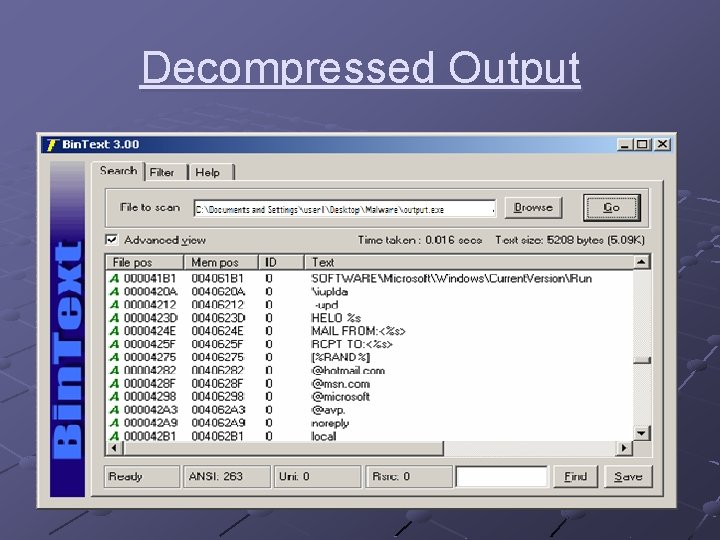 Decompressed Output 