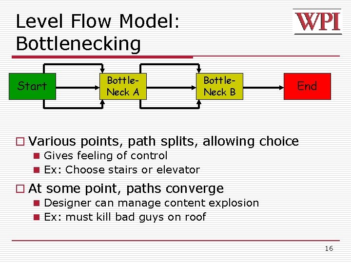 Level Flow Model: Bottlenecking Start Bottle. Neck A Bottle. Neck B End o Various