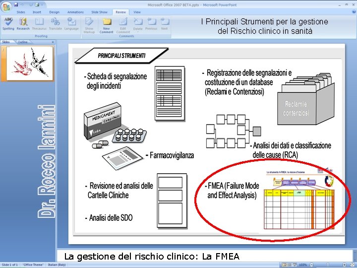 I Principali Strumenti per la gestione del Rischio clinico in sanità La gestione del