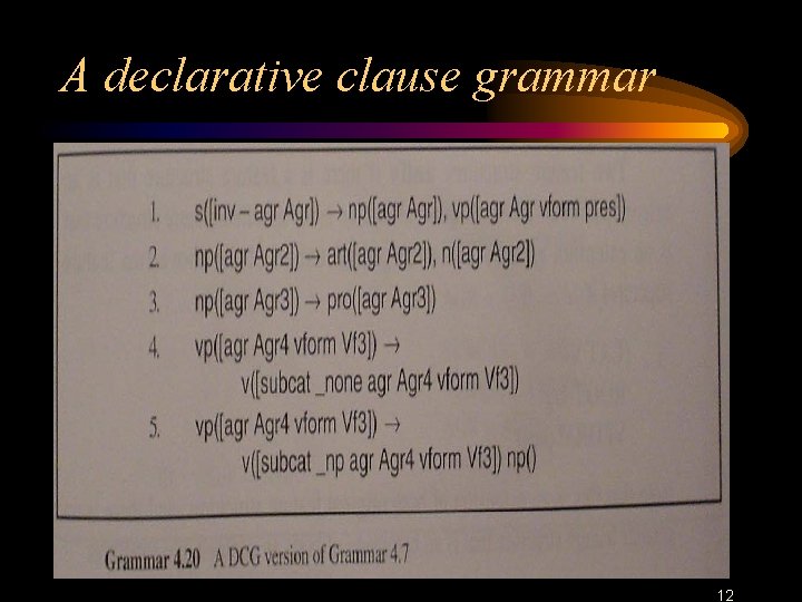 A declarative clause grammar 12 