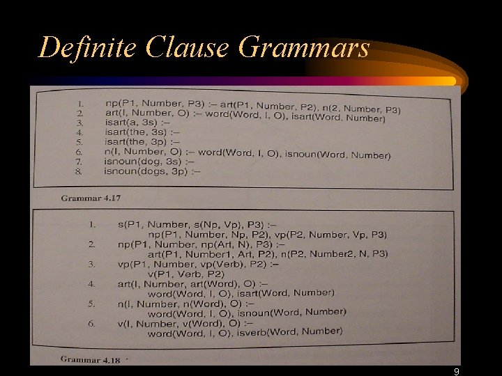 Definite Clause Grammars 9 