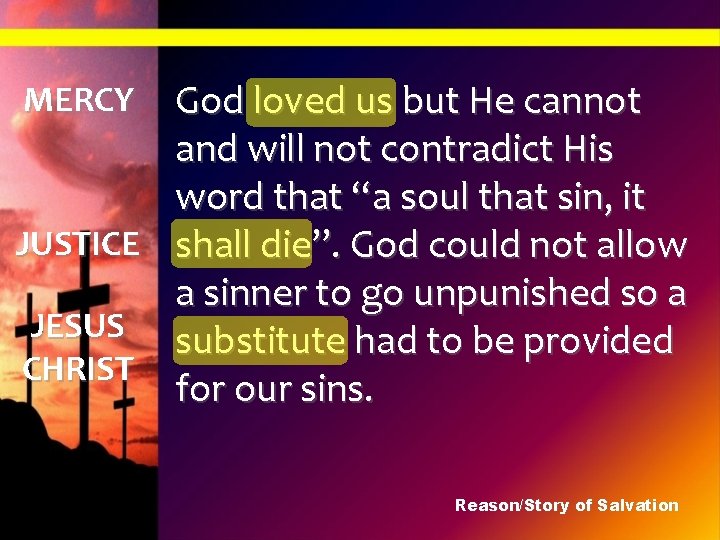 God loved us but He cannot and will not contradict His word that “a