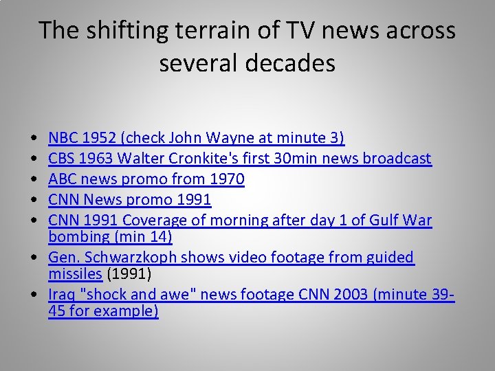 The shifting terrain of TV news across several decades • • • NBC 1952