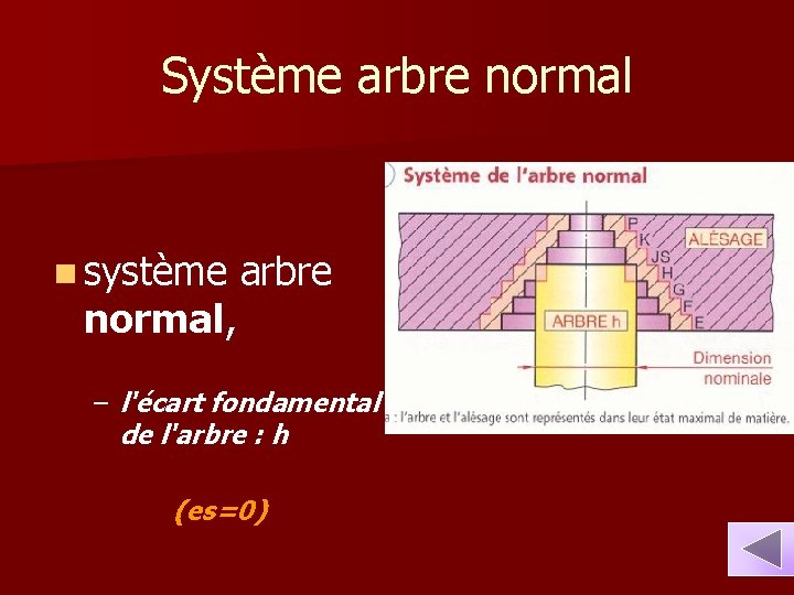 Système arbre normal n système arbre normal, – l'écart fondamental de l'arbre : h