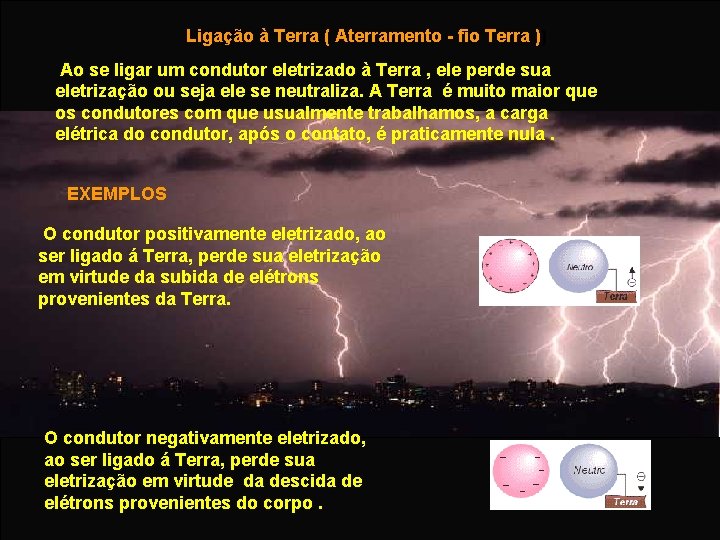 Ligação à Terra ( Aterramento - fio Terra )) Ao se ligar um condutor