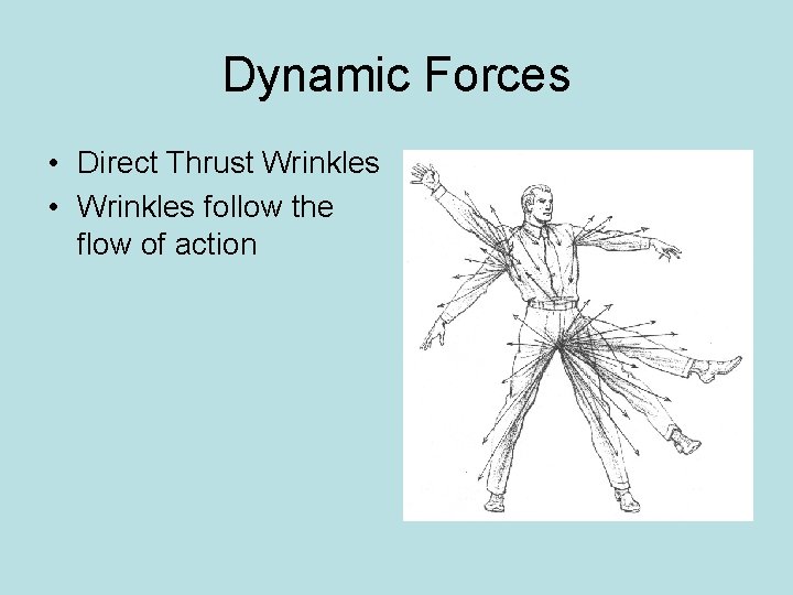 Dynamic Forces • Direct Thrust Wrinkles • Wrinkles follow the flow of action 