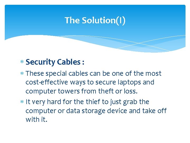 The Solution(I) Security Cables : These special cables can be one of the most