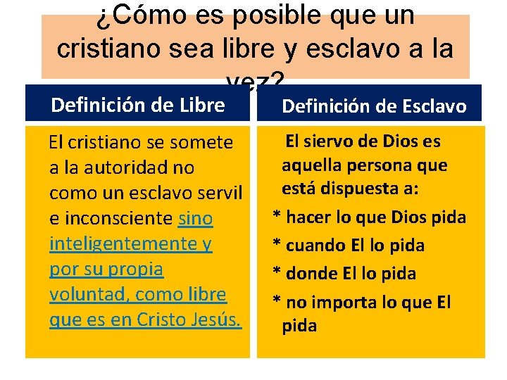 ¿Cómo es posible que un cristiano sea libre y esclavo a la vez? Definición