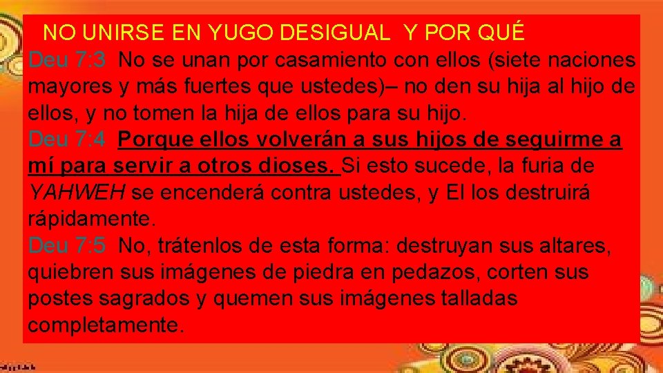 NO UNIRSE EN YUGO DESIGUAL Y POR QUÉ Deu 7: 3 No se unan