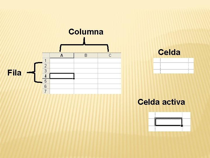 Columna Celda Fila Celda activa 