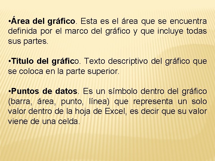  • Área del gráfico. Esta es el área que se encuentra definida por