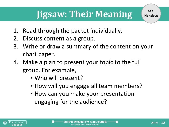 Jigsaw: Their Meaning See Handout 1. Read through the packet individually. 2. Discuss content