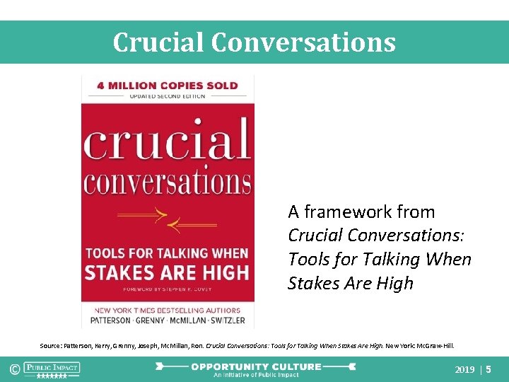 Crucial Conversations A framework from Crucial Conversations: Tools for Talking When Stakes Are High