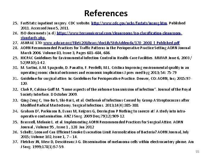 References 25. Fast. Stats: inpatient surgery. CDC website. http: //www. cdc. gov/nchs/fastats/insurg. htm. Published References 25. Fast. Stats: inpatient surgery. CDC website. http: //www. cdc. gov/nchs/fastats/insurg. htm. Published
