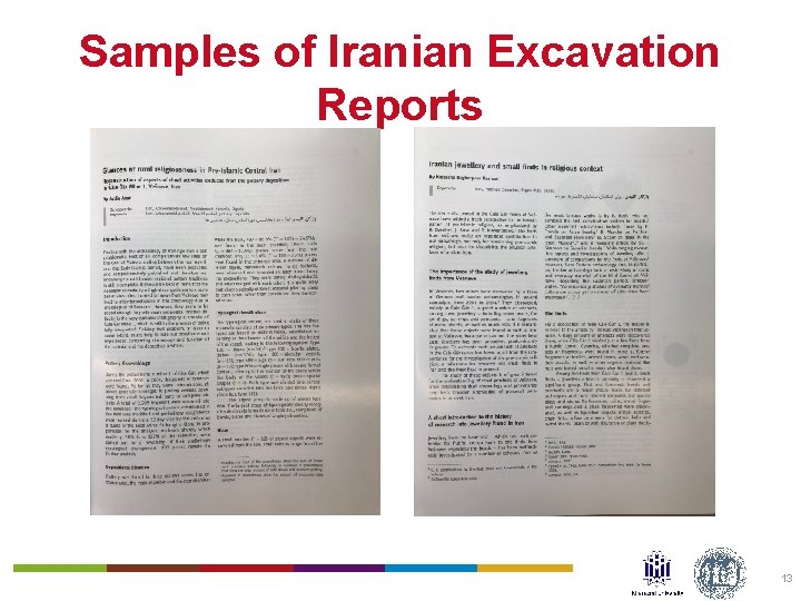 Samples of Iranian Excavation Reports 13 