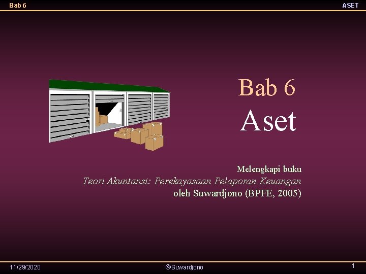 Bab 6 ASET Bab 6 Aset Melengkapi buku Teori Akuntansi: Perekayasaan Pelaporan Keuangan oleh