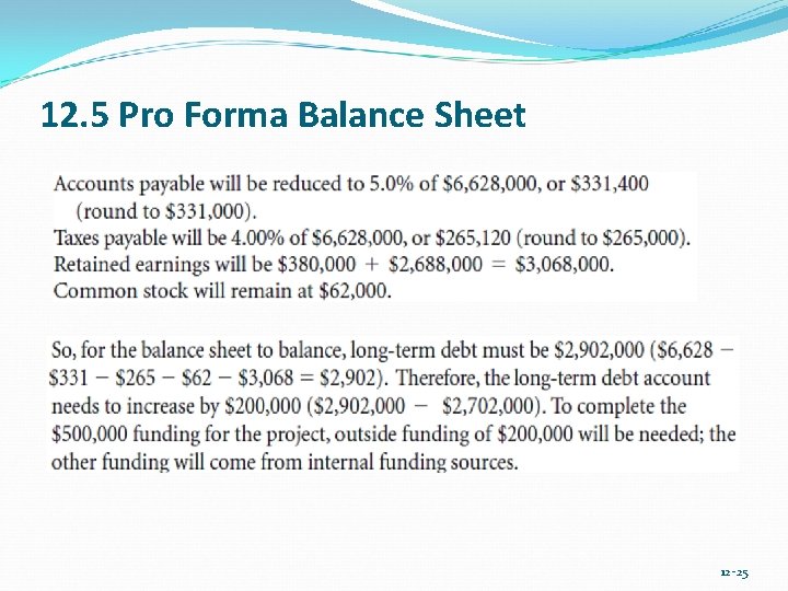 12. 5 Pro Forma Balance Sheet 12 -25 