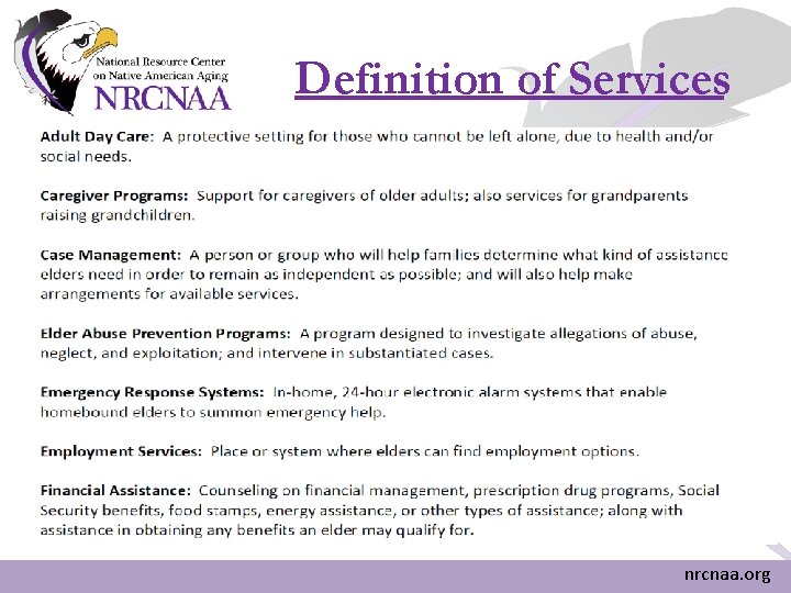 Definition of Services nrcnaa. org Definition of Services nrcnaa. org