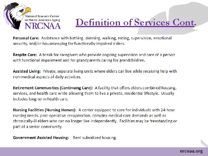 Definition of Services Cont. nrcnaa. org Definition of Services Cont. nrcnaa. org