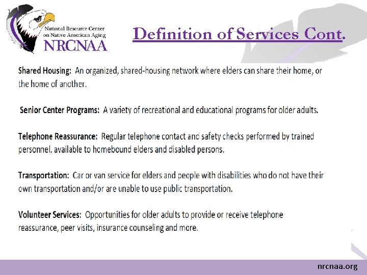 Definition of Services Cont. nrcnaa. org Definition of Services Cont. nrcnaa. org