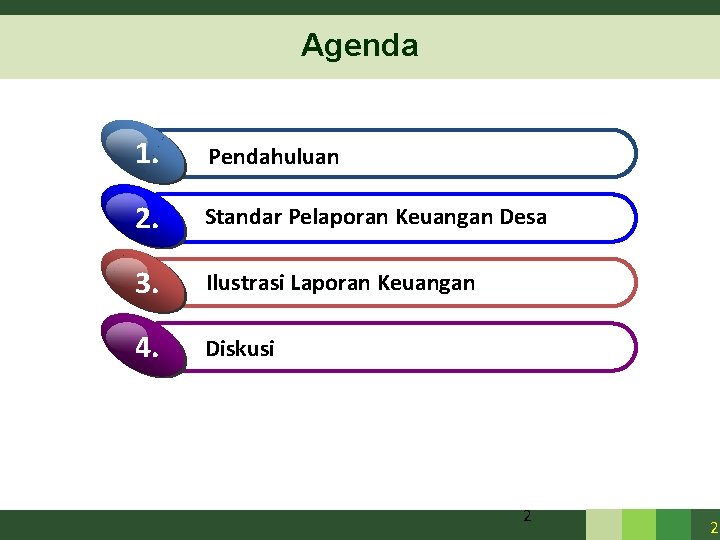 Agenda 1. Pendahuluan 2. Standar Pelaporan Keuangan Desa 3. Ilustrasi Laporan Keuangan 4. Diskusi Agenda 1. Pendahuluan 2. Standar Pelaporan Keuangan Desa 3. Ilustrasi Laporan Keuangan 4. Diskusi