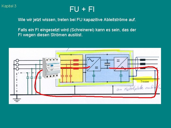 Kapitel 3 FU + FI Wie wir jetzt wissen, treten bei FU kapazitive Ableitströme