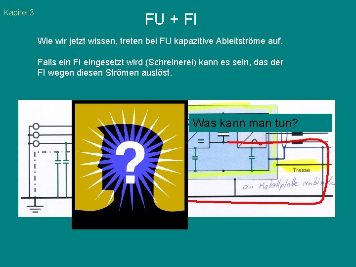 Kapitel 3 FU + FI Wie wir jetzt wissen, treten bei FU kapazitive Ableitströme