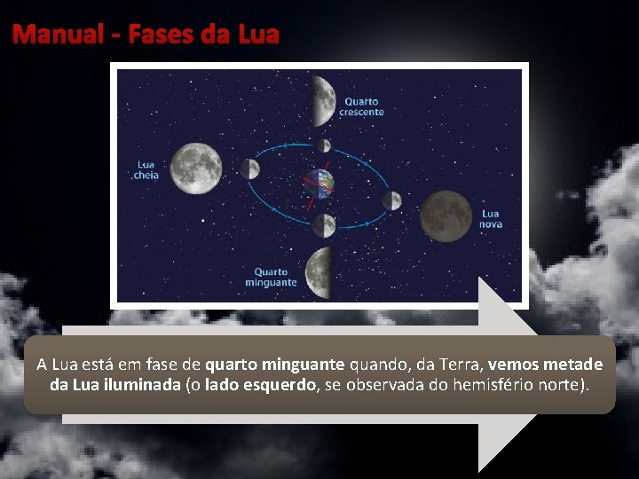 Manual - Fases da Lua A Lua está em fase de quarto minguante quando, Manual - Fases da Lua A Lua está em fase de quarto minguante quando,