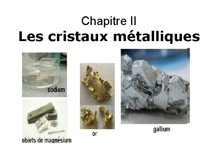 Chapitre II Les cristaux métalliques 