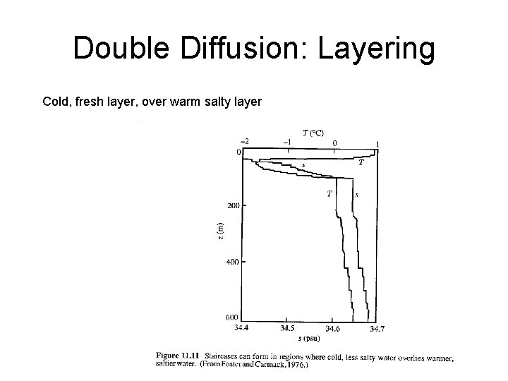 Double Diffusion: Layering Cold, fresh layer, over warm salty layer 