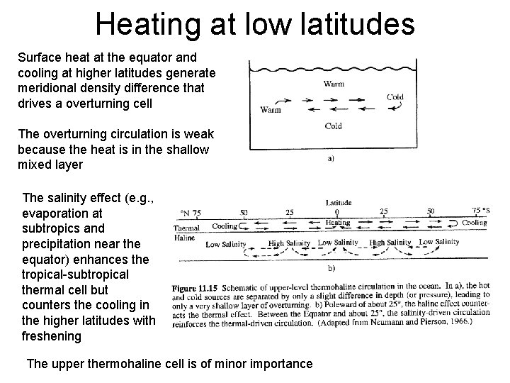 Heating at low latitudes Surface heat at the equator and cooling at higher latitudes