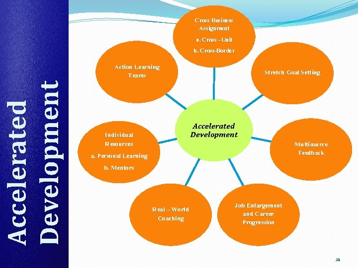 Cross Business Assignment a. Cross –Unit Accelerated Development b. Cross-Border Action Learning Teams Stretch