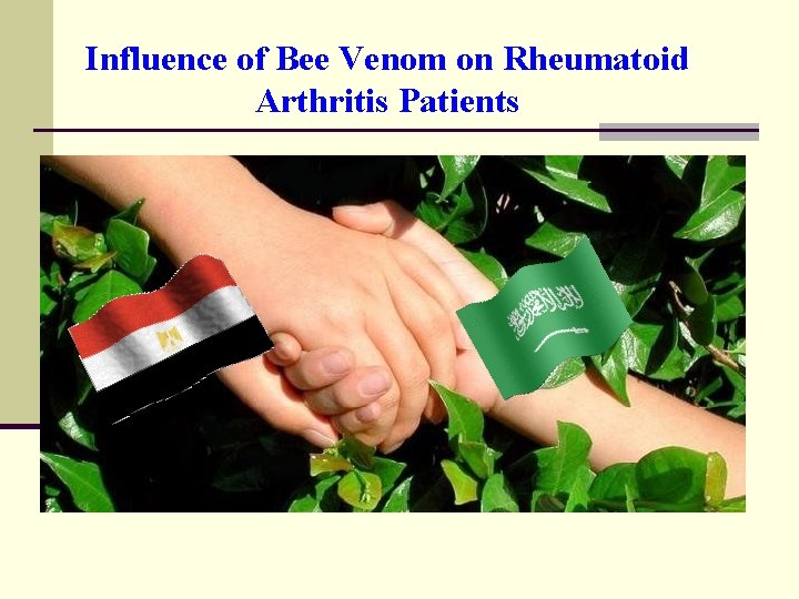 Influence of Bee Venom on Rheumatoid Arthritis Patients 