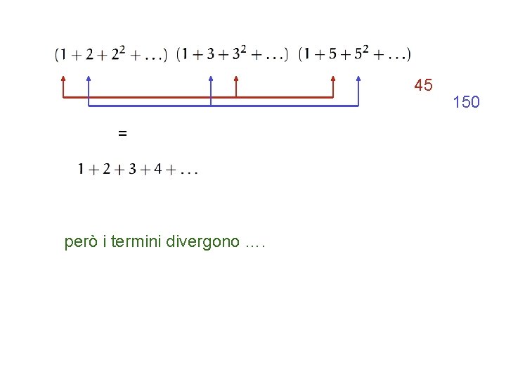 45 = però i termini divergono …. 150 