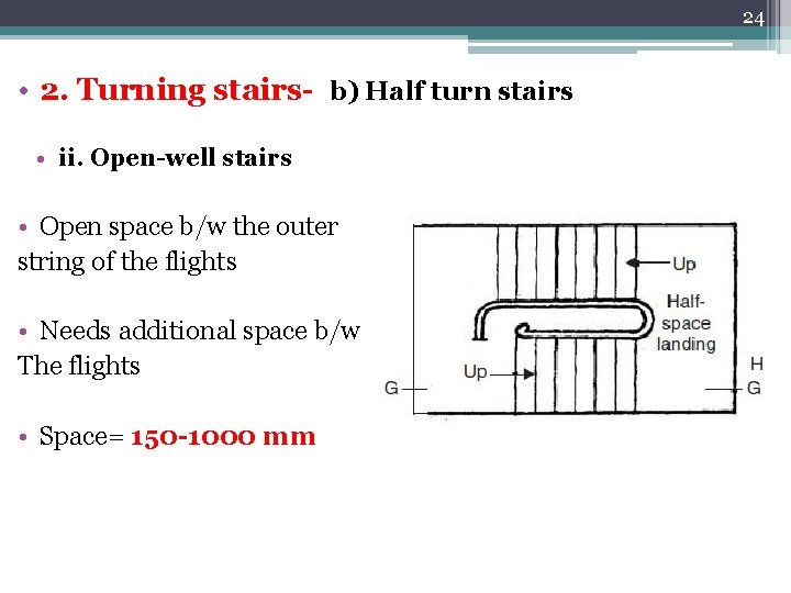 24 • 2. Turning stairs- b) Half turn stairs • ii. Open-well stairs • 24 • 2. Turning stairs- b) Half turn stairs • ii. Open-well stairs •