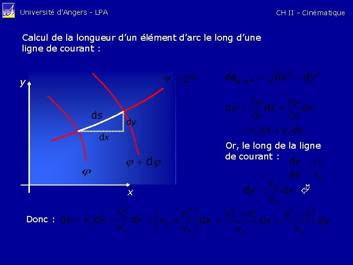 Université d’Angers - LPA CH II - Cinématique Calcul de la longueur d’un élément