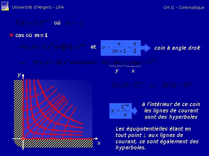 Université d’Angers - LPA CH II - Cinématique où cas où m=1 et coin