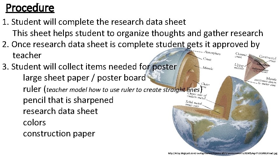 Procedure 1. Student will complete the research data sheet This sheet helps student to