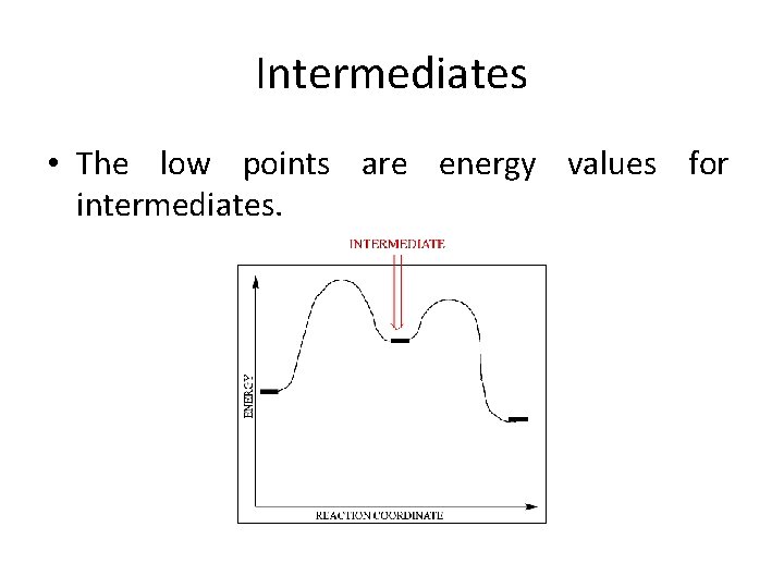 Intermediates • The low points are energy values for intermediates. 