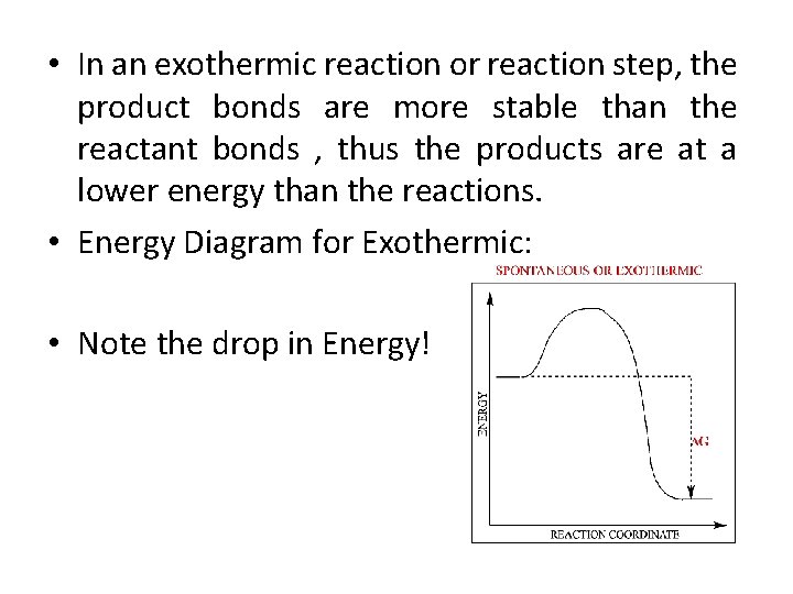  • In an exothermic reaction or reaction step, the product bonds are more