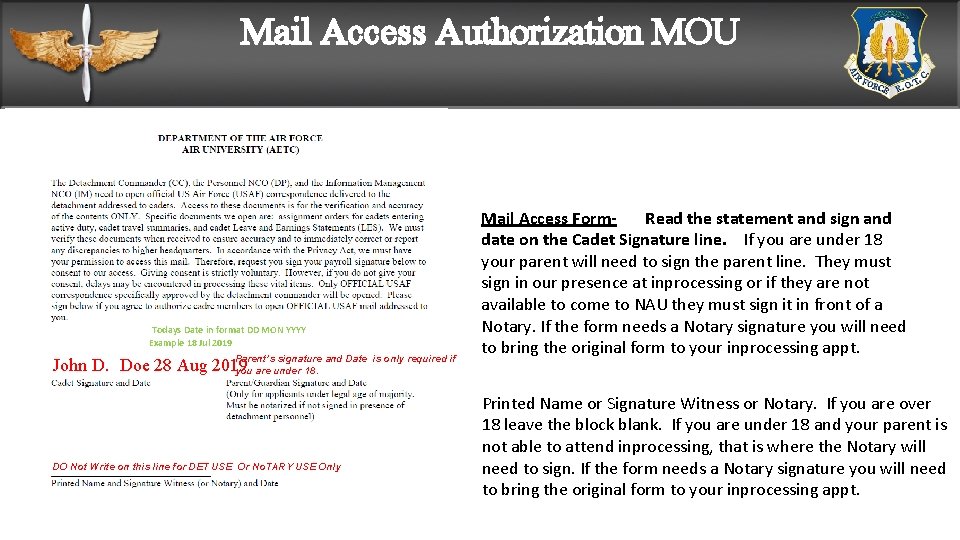 Mail Access Authorization MOU Todays Date in format DD MON YYYY Example 18 Jul