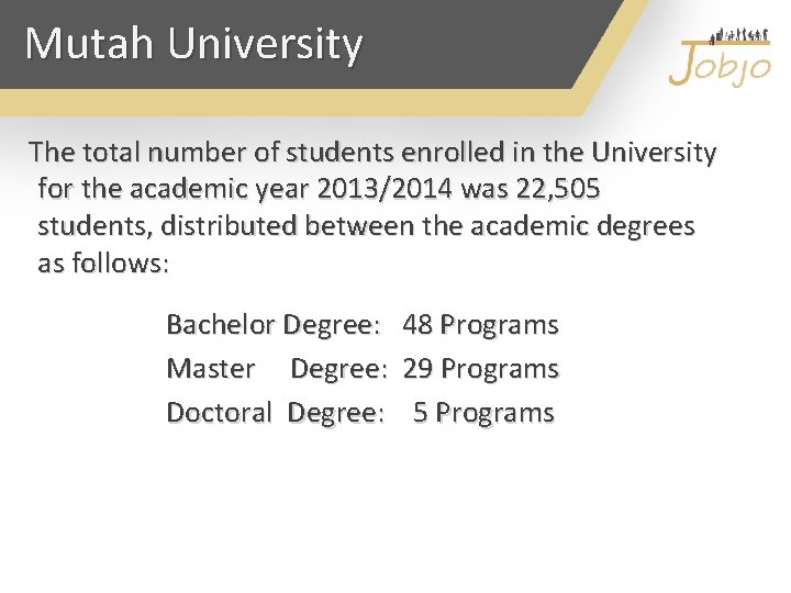 Mutah University The total number of students enrolled in the University for the academic