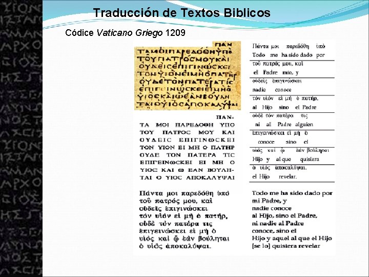 Traducción de Textos Biblicos Códice Vaticano Griego 1209 