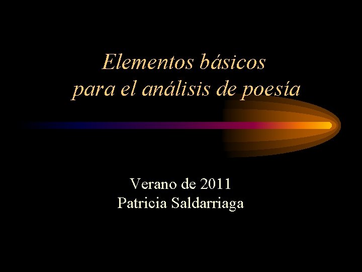 Elementos bsicos para el anlisis de poesa Verano