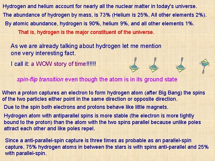 Hydrogen and helium account for nearly all the nuclear matter in today's universe. The