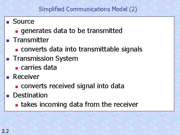 Simplified Communications Model (2) n n n 3. 2 Source n generates data to