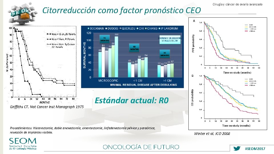 Citorreducción como factor pronóstico CEO Griffiths CT, Nat Cancer Inst Monograph 1975 Cirugía y